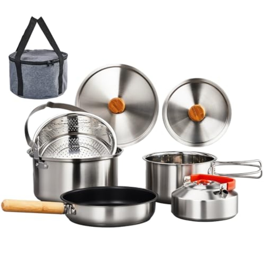 Camping Cooking Set With Bag - 캠핑 조리기구 세트, 4~6인용 캠프파이어 요리를