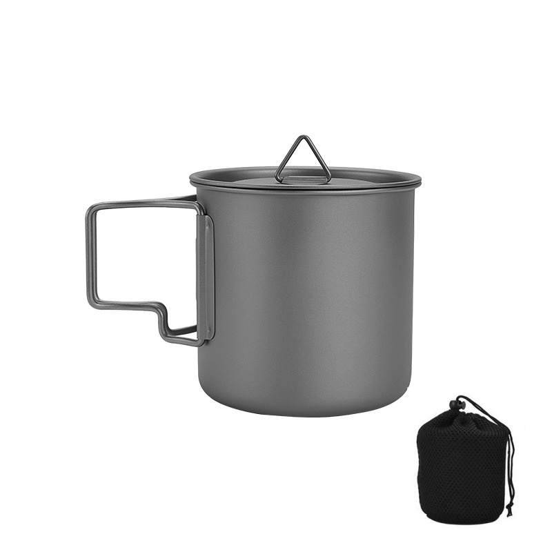 Camping Cooking Set With Bag - 접이식 손잡이가 있는 티타늄 캠핑 머그컵,