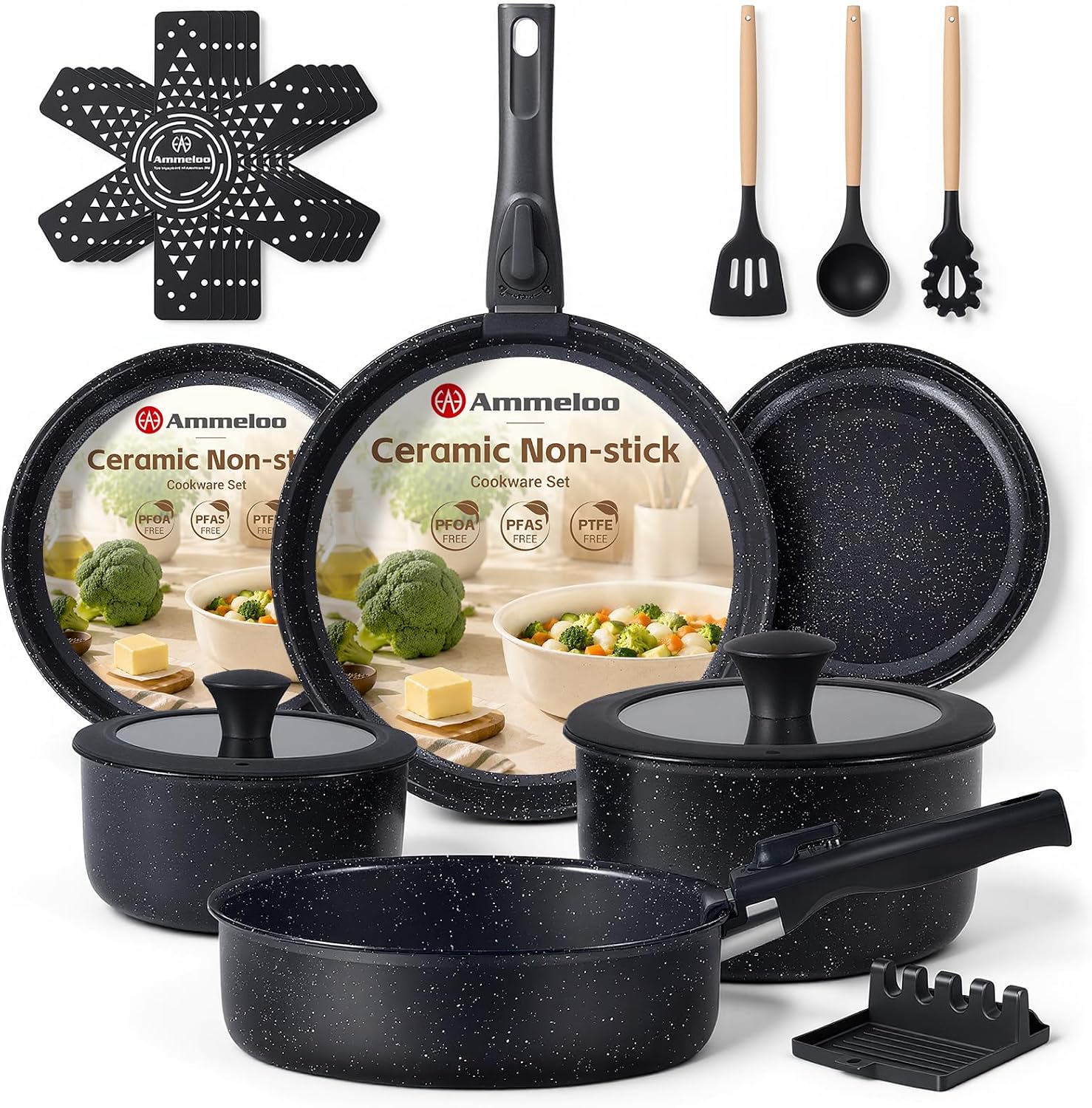 Camping Cooking Set Detachable Handle - 21종 논스틱 냄비 프라이팬 세트 세라믹