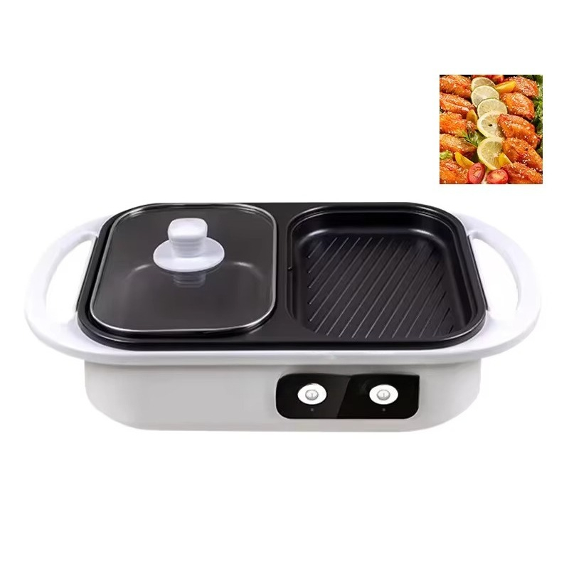 Camping Cooking Electric - 논스틱 바베큐 핫팟 다기능 2-in-1 전기