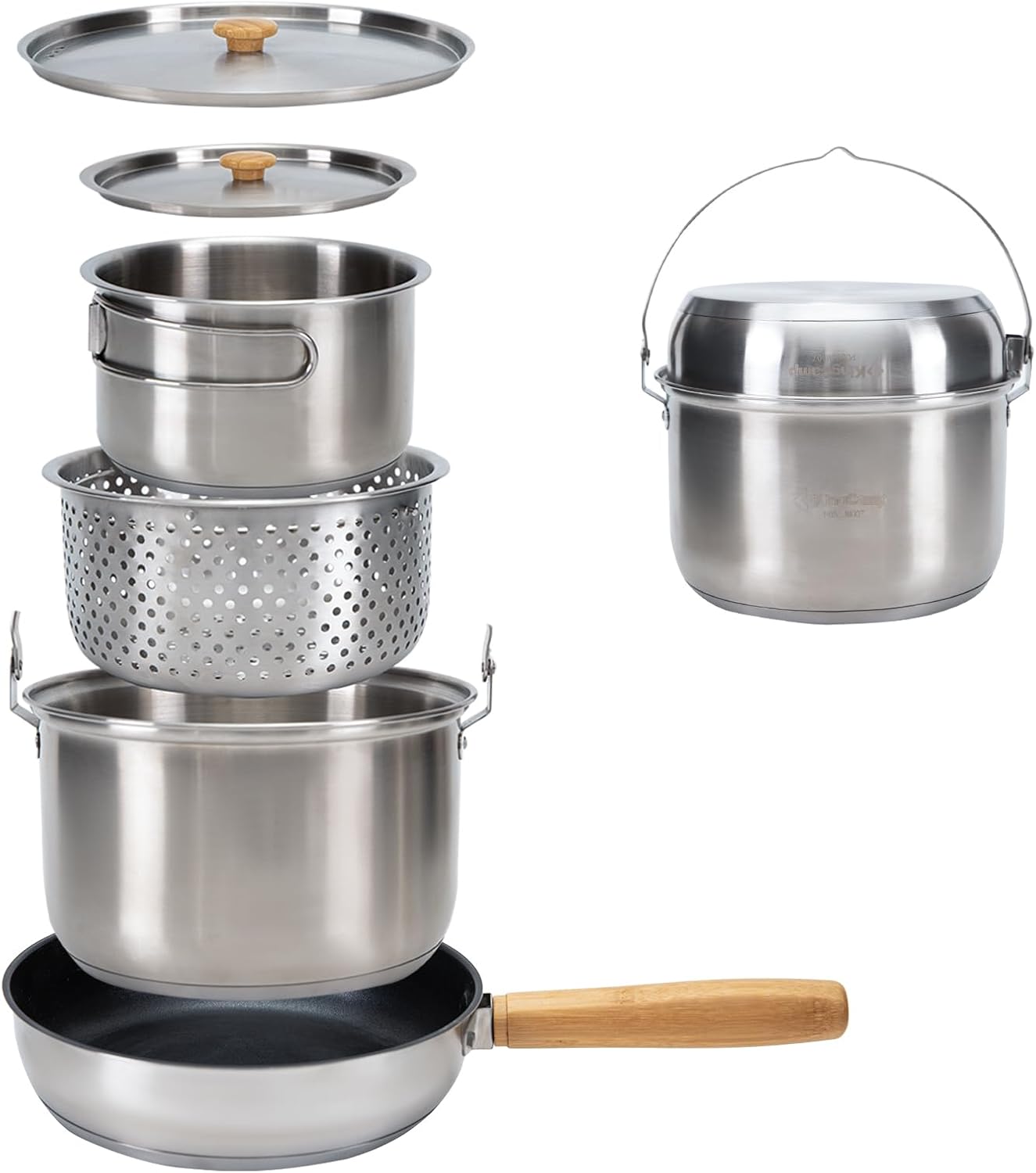 Camping Cooking Set With Bag - 304 스테인리스 스틸 캠핑 조리기구 세트