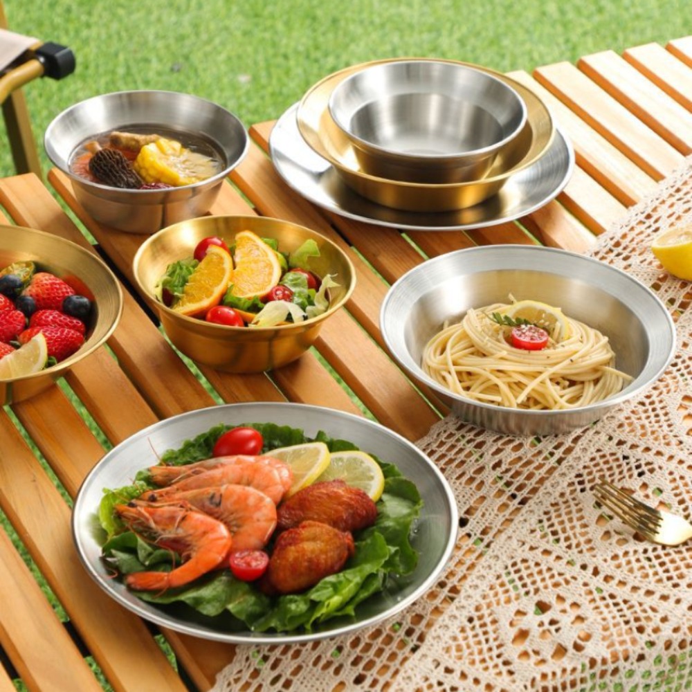 Camping Cooking Plate - 스테인리스 스틸 수저 세트 접시와 그릇