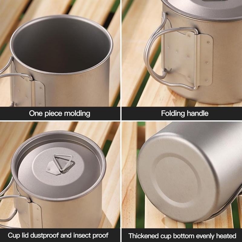 접이식 손잡이가 있는 티타늄 캠핑 머그컵, 가볍고 휴대 - Camping Cooking Set With Bag 리뷰 및 가격