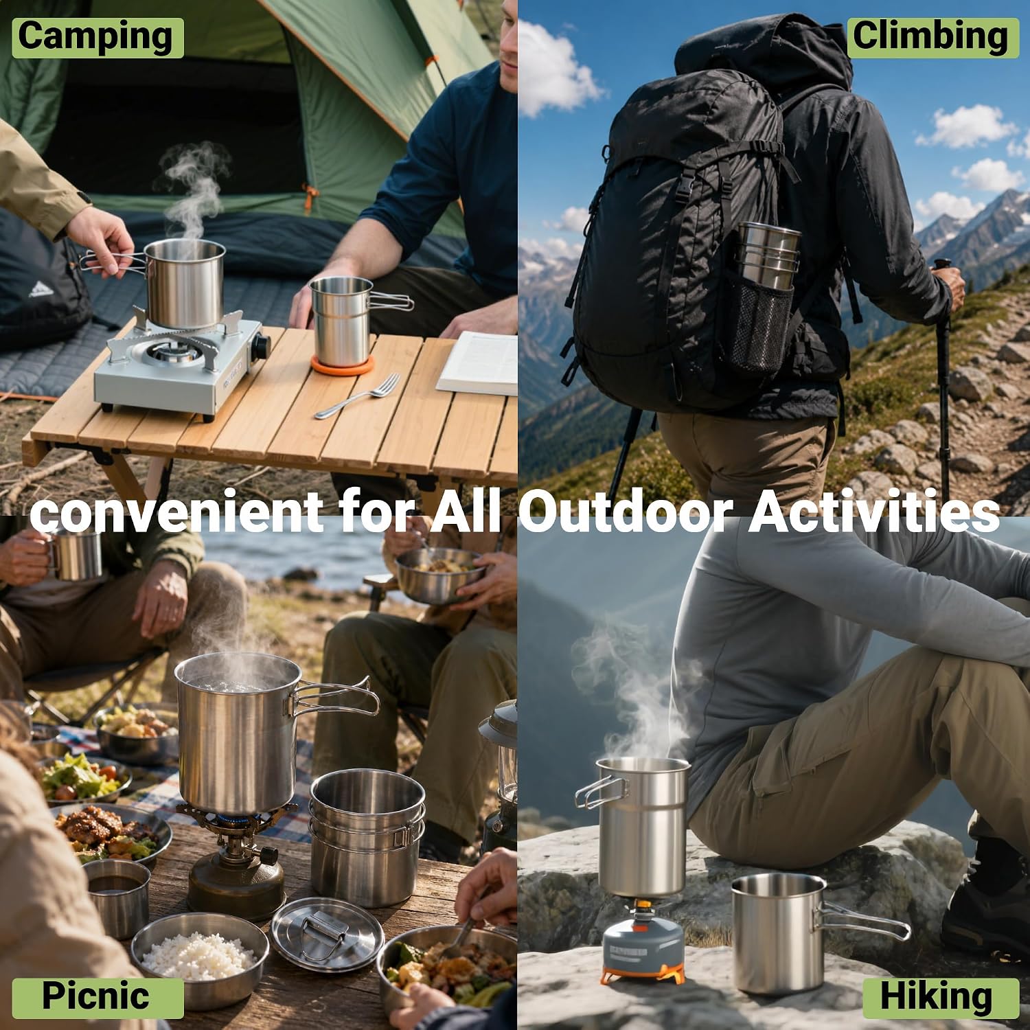 접이식 캠핑컵 머그컵 캠핑 냄비 조리기구 304 식품  - Camping Cooking Meat 리뷰 및 가격