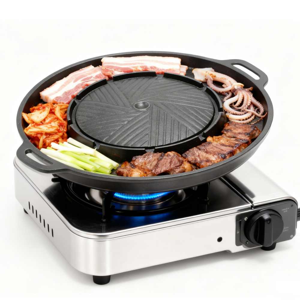 코선 한국식 바베큐 그릴 팬 2 in 1 원형 바베큐  - Camping Cooking Plate 리뷰 및 가격