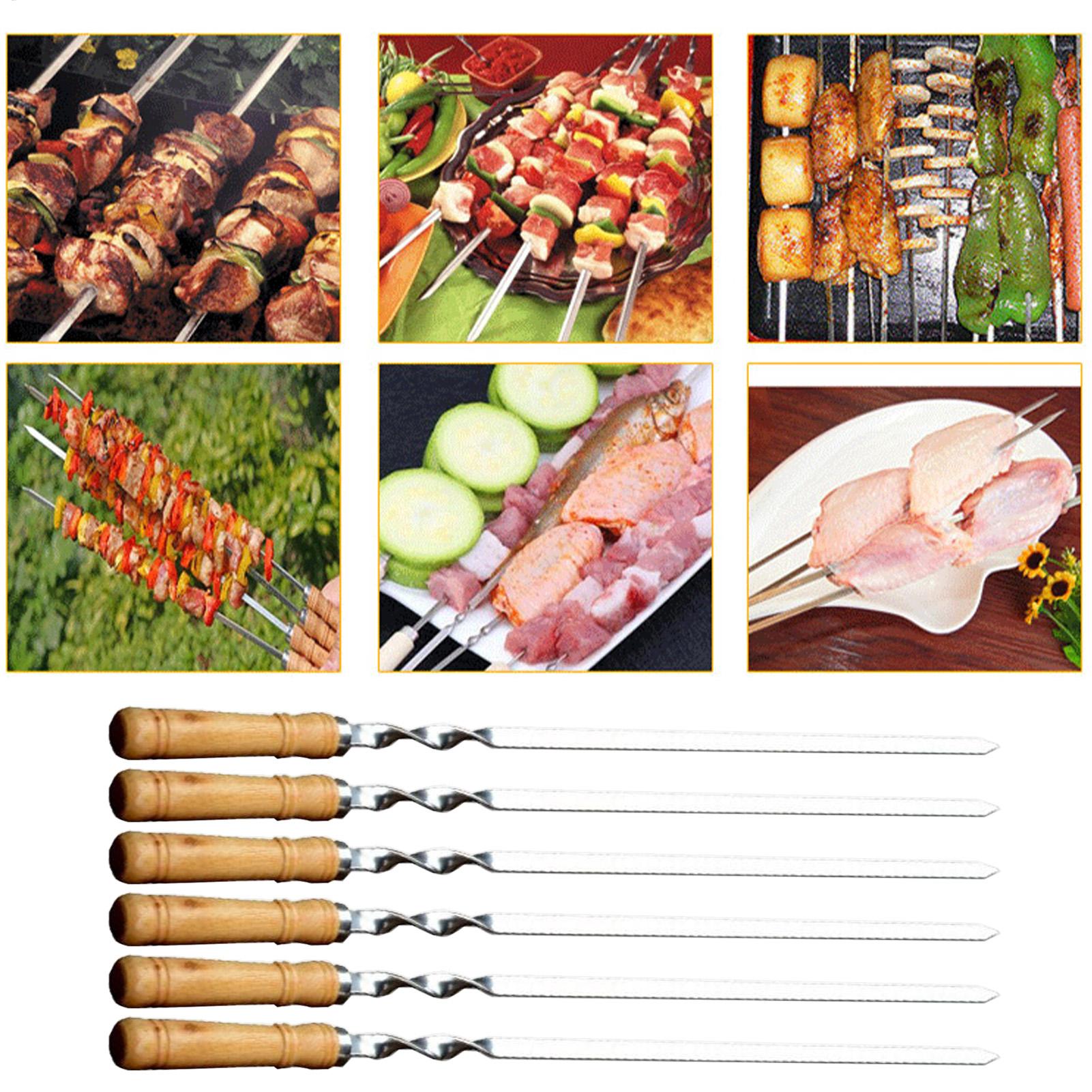 금속 그릴 꼬치 그릴 바베큐 꼬치 6 조각 스테인레스  - Camping Cooking Vegetables 리뷰 및 가격