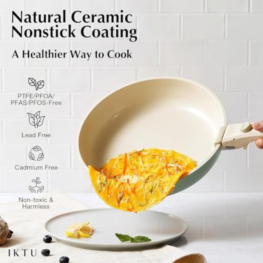 세라믹 냄비 프라이팬 세트 녹색 논스틱, 8종 탈부착  - Camping Cooking Set Detachable Handle 리뷰 및 가격