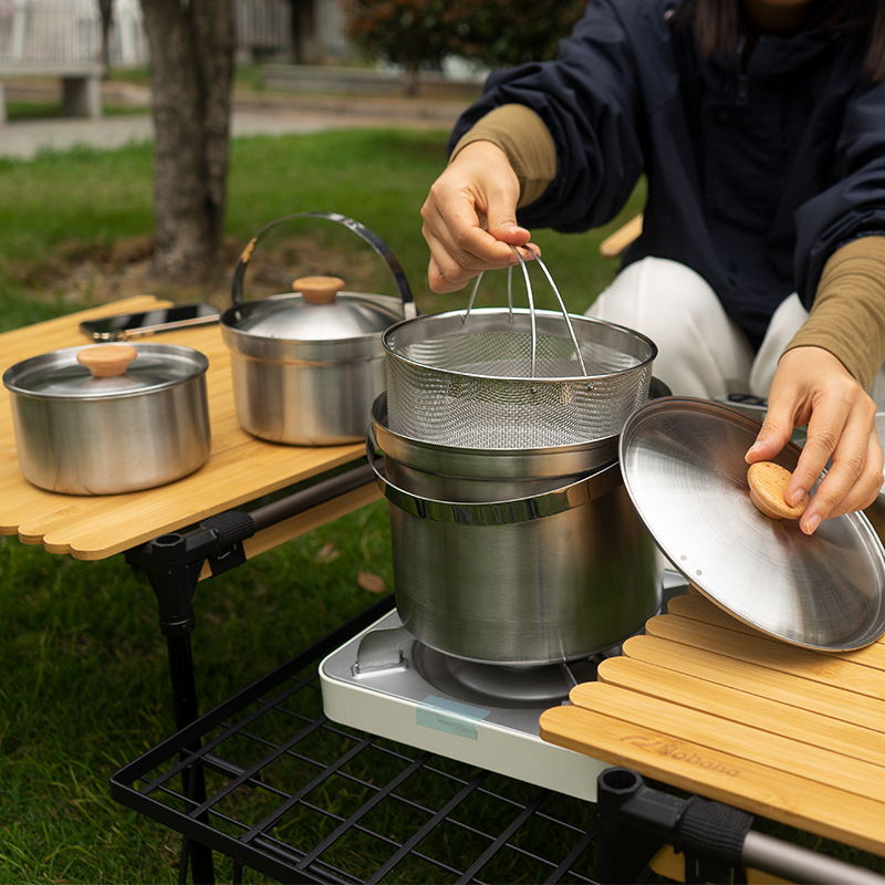 NOBANA 최신 야외 스테인레스 스틸 냄비 세트 캠핑 - Camping Cooking Set With Bag 리뷰 및 가격