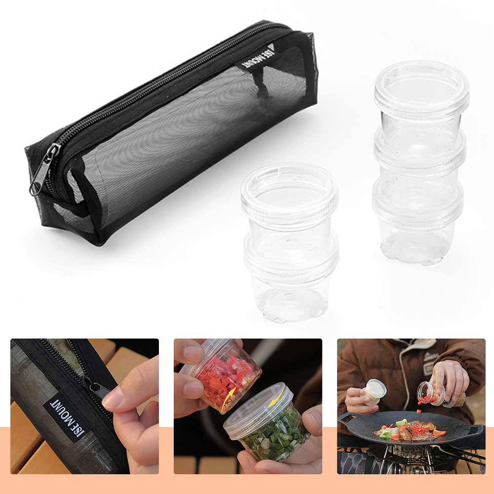 캠핑용 향신료 키트 보관 가방, 5개의 투명 양념병,  - Camping Cooking Set With Bag 리뷰 및 가격