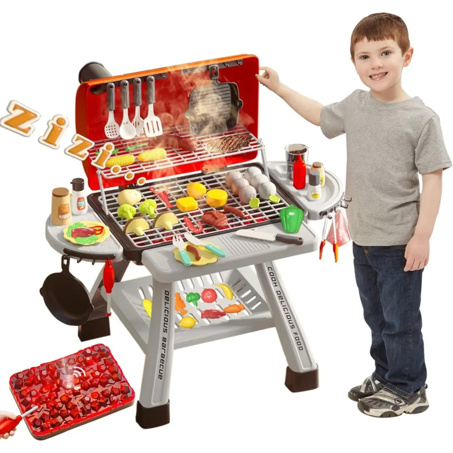 바베큐 그릴 장난감 세트 어린이 바베큐 척 연기 소리  - Camping Cooking With Kids 리뷰 및 가격