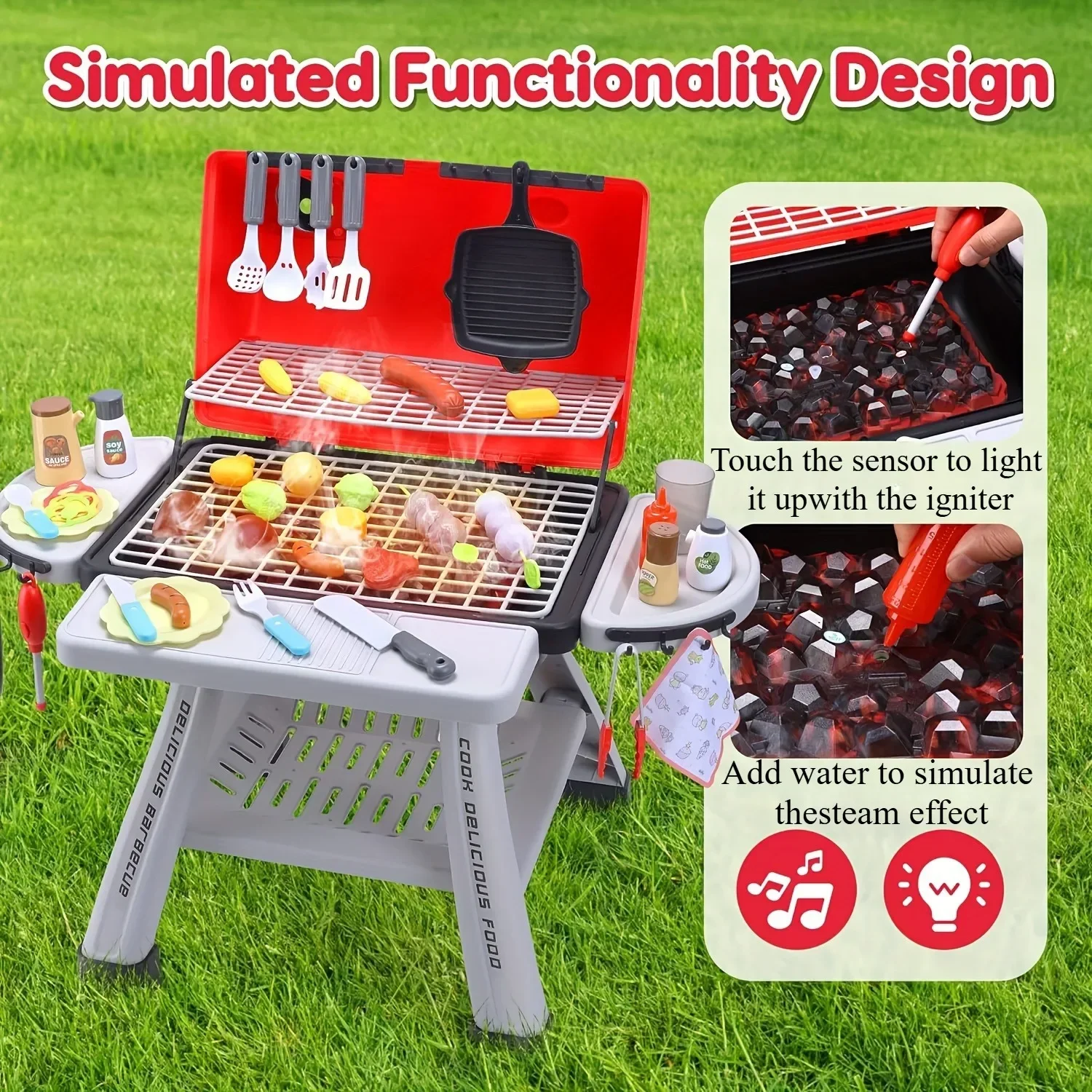 바베큐 그릴 장난감 세트 어린이 바베큐 척 연기 소리  - Camping Cooking With Kids 리뷰 및 가격