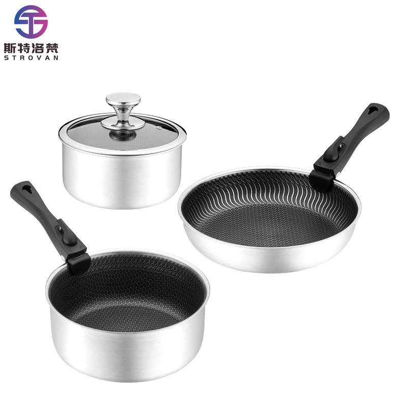 6개 세트 3중 스테인리스 스틸 조리기구 세트 하이브리 - Camping Cooking Set Detachable Handle 리뷰 및 가격