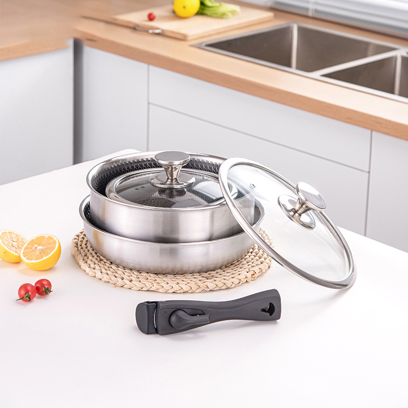 6개 세트 3중 스테인리스 스틸 조리기구 세트 하이브리 - Camping Cooking Set Detachable Handle 리뷰 및 가격