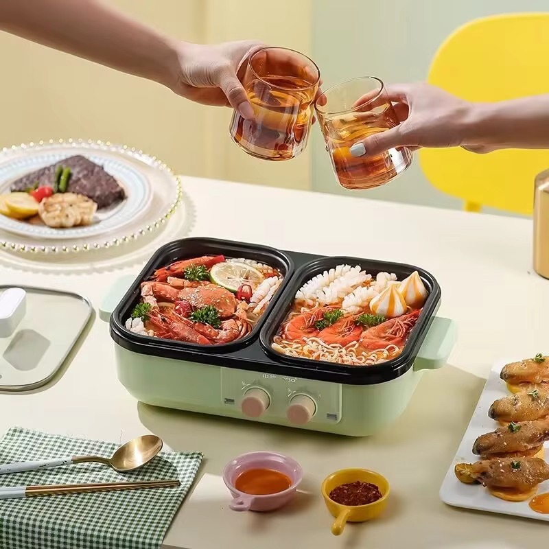 논스틱 바베큐 핫팟 다기능 2-in-1 전기 쿠킹팟 휴 - Camping Cooking Electric 리뷰 및 가격
