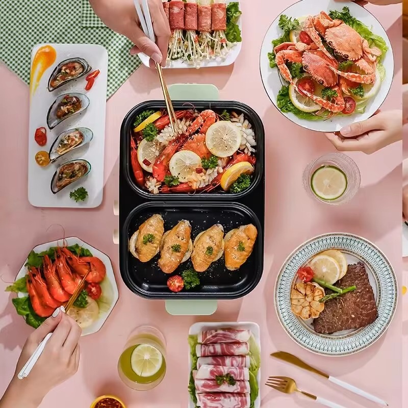 논스틱 바베큐 핫팟 다기능 2-in-1 전기 쿠킹팟 휴 - Camping Cooking Electric 리뷰 및 가격