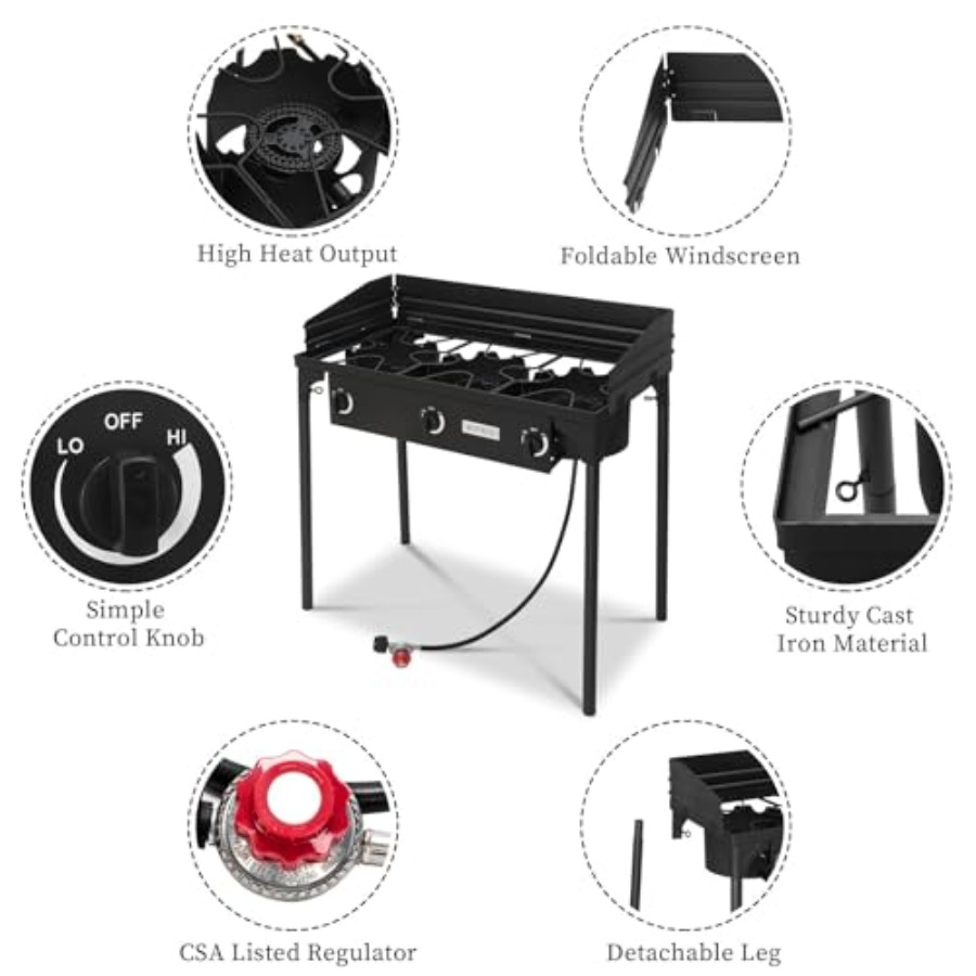 2/3 버너 야외용 프로판 가스 스토브 고압 스탠드 쿠 - Camping Cooking Propane 리뷰 및 가격