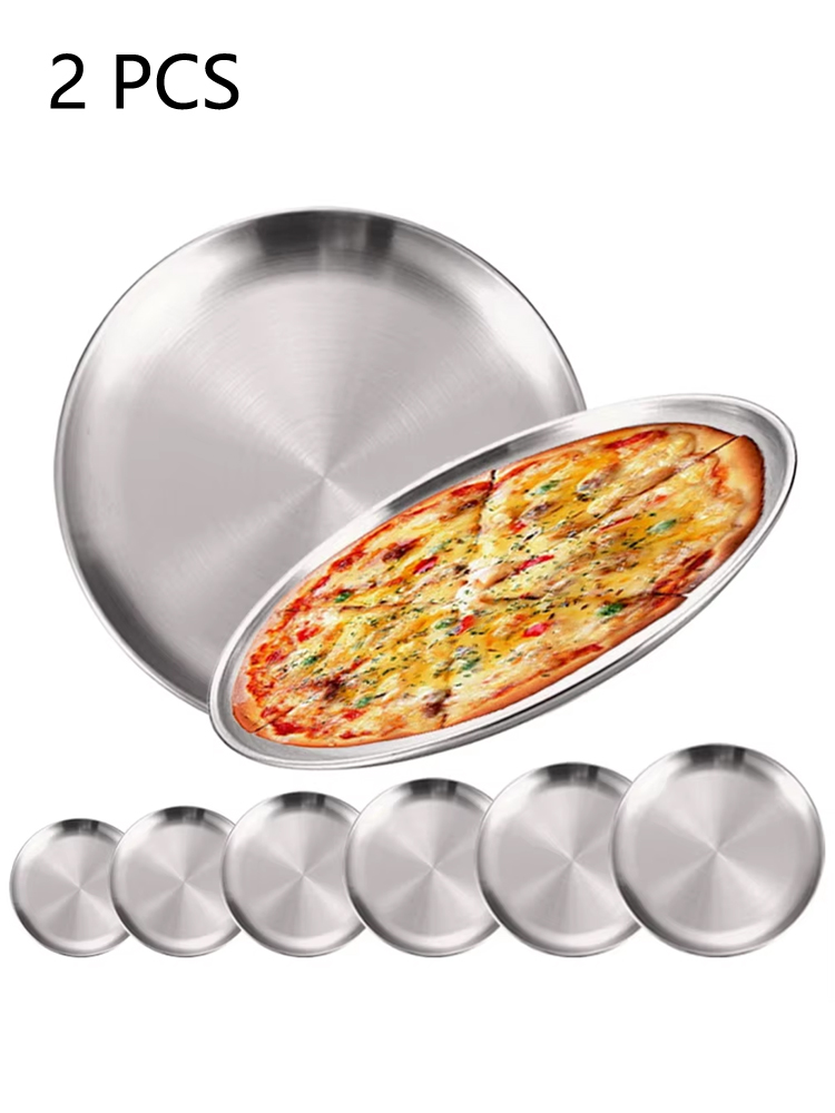 2Pcs 스테인레스 스틸 라운드 실버 얕은 트레이 플레 - Camping Cooking Plate 리뷰 및 가격