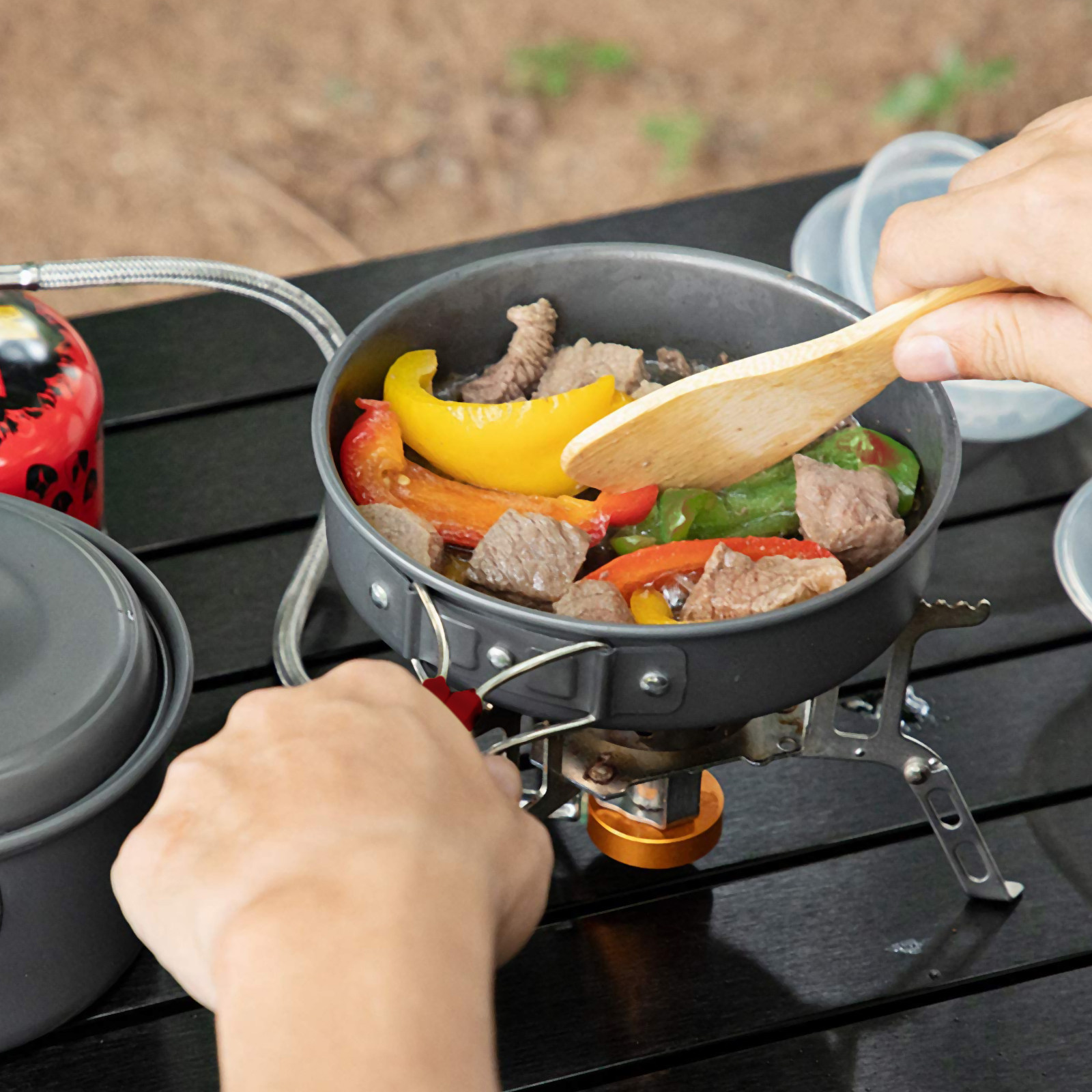 1 세트 알루미늄 야외 조리기구 세트 1-2 명 접이식 - Camping Cooking Essentials Kit 리뷰 및 가격